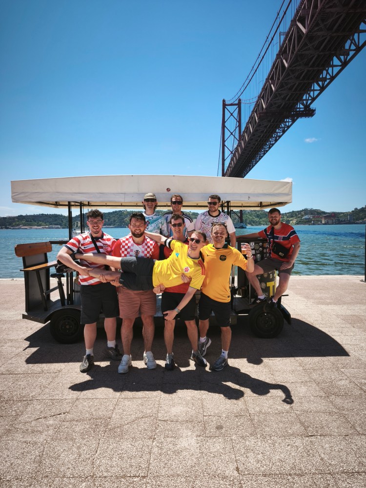lisbon beer bike stag do group